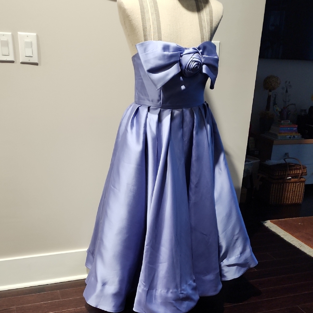 Hutch Siriana Rosette Bow-Tie Satin Strapless Midi Dress - Picture 2 of 12